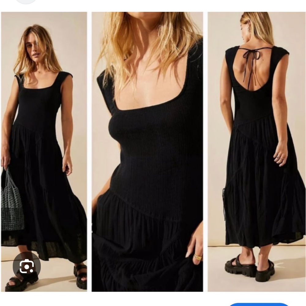 Free People Black Asymmetrical Dress - xs